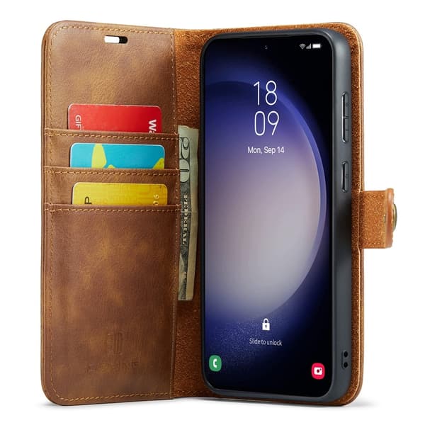 DG.MING 2-in-1 Magnet Wallet Samsung Galaxy S26 Plus Cognac