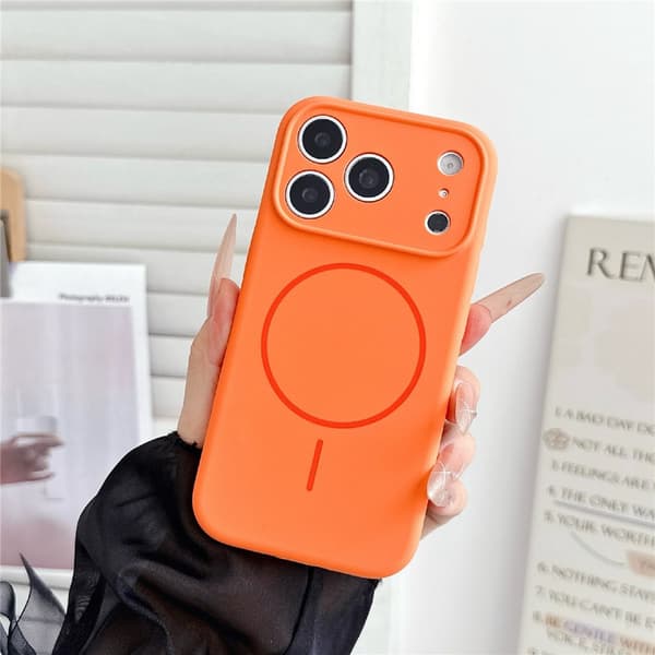 Silikonskal stöttåligt till iPhone 18 Pro Max MagSafe Orange