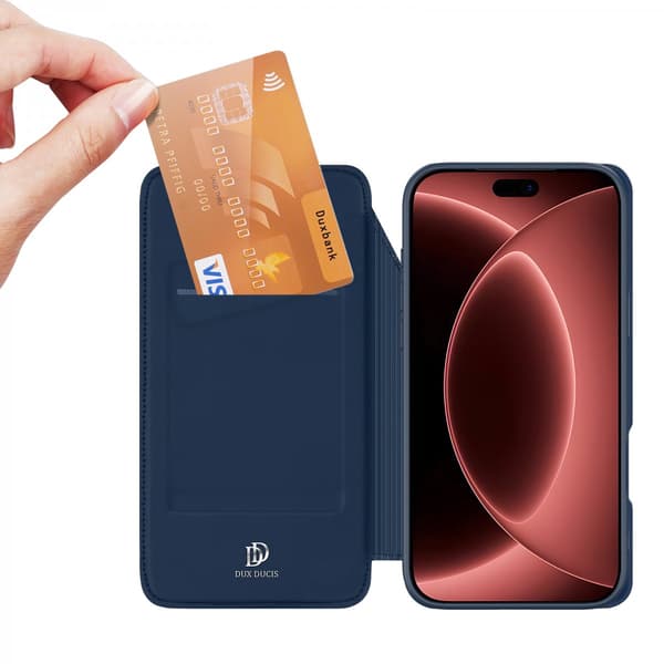Dux Ducis Plånboksfodral till iPhone 18 Pro Max med kortfack och ställ Blå