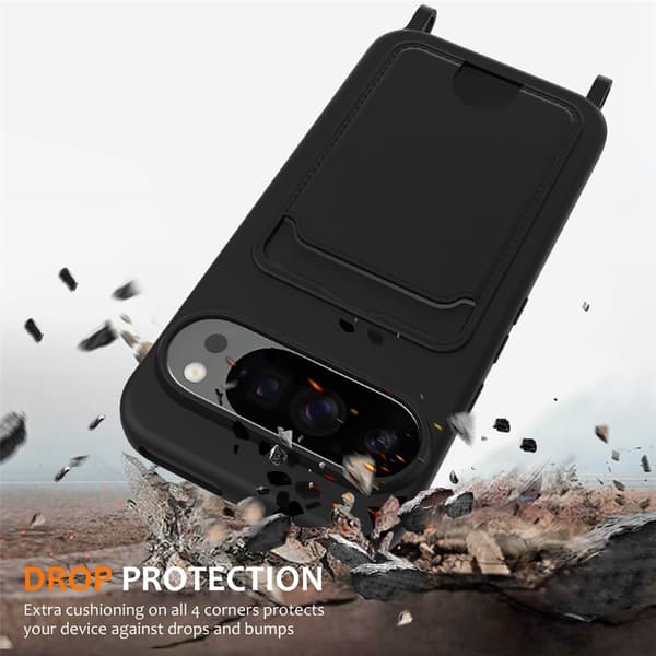 Skal Google Pixel 10 Pro Halsband & Kortfack Svart