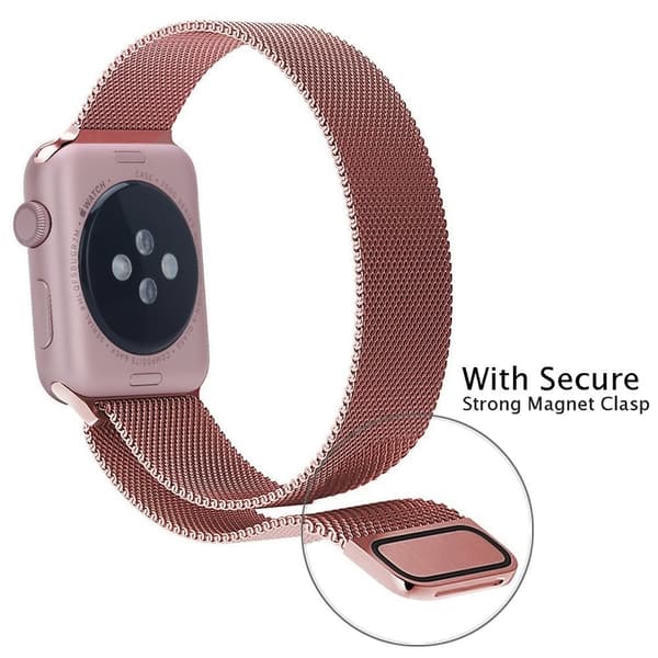 Milanese Loop Armband Apple Watch 45mm Series 9 Rosa