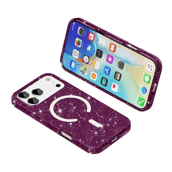 Mobilskal Glitter till iPhone 18 Pro Max MagSafe Röd