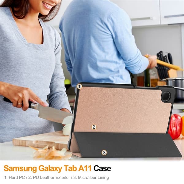 Samsung Galaxy Tab A11 Fodral Tri-fold Roséguld
