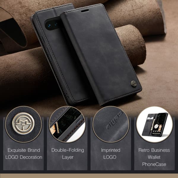 CaseMe Slim Plånboksfodral Google Pixel 10a Svart