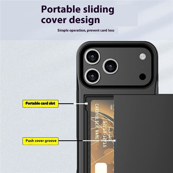 Hybridskal till iPhone 18 Pro Max med korthållare Svart