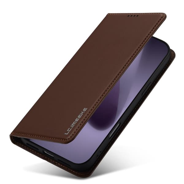 LC.IMEEKE Plånboksfodral till iPhone 18 Pro Max med kortfack och ställ Brun