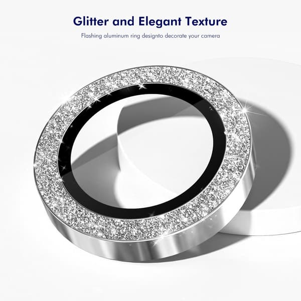 Hat Prince Glitter Linsskydd Glas + Aluminium iPhone 17 Pro Max Silver