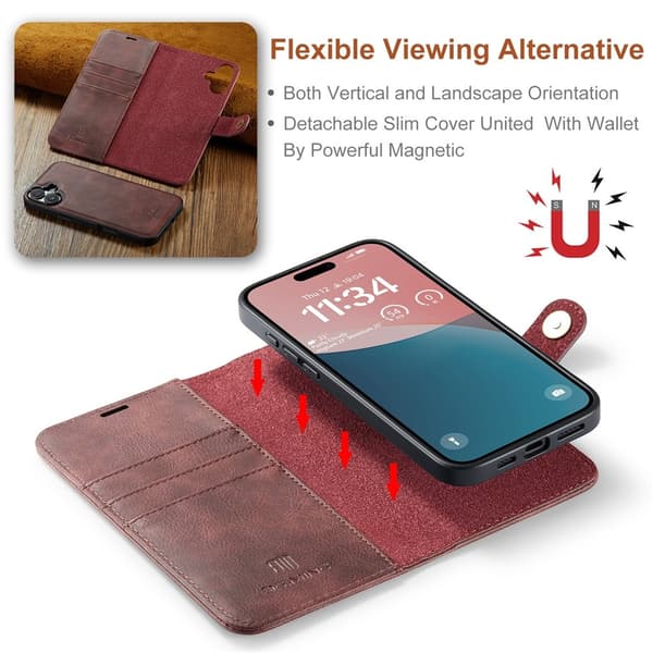 DG.MING 2-in-1 Magnet Wallet iPhone 17 Red