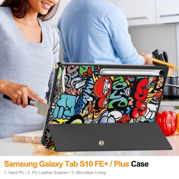 Samsung Galaxy Tab S10 FE Plus Fodral Tri-fold Graffiti