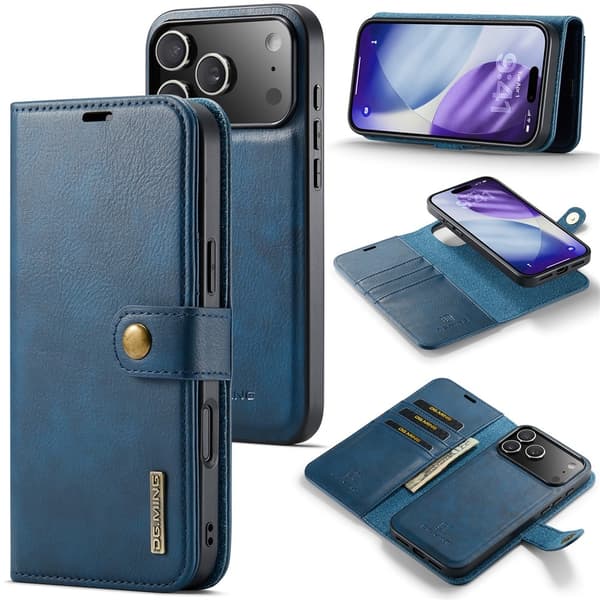 DG.MING 2-in-1 Magnet Wallet iPhone 17 Pro Blue