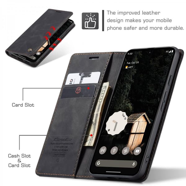 CaseMe Slim Plånboksfodral Google Pixel 10a Svart