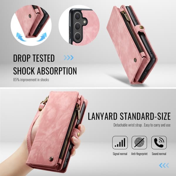 CaseMe Multi-Slot 2 i 1 Plånboksfodral Galaxy S26 Rosa