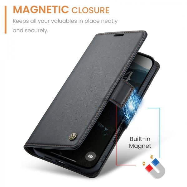 CaseMe Slim Plånboksfodral RFID-skydd iPhone 17 Pro Svart