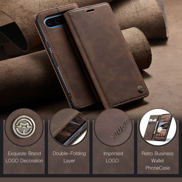CaseMe Slim Plånboksfodral Google Pixel 10 Pro XL Brun