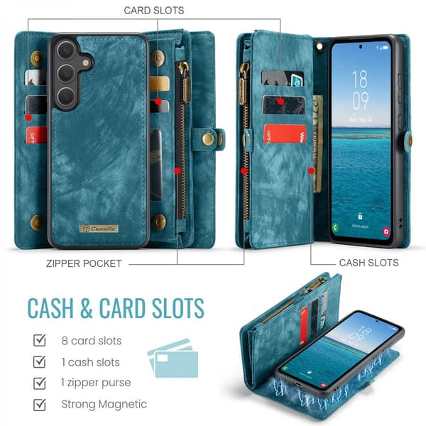 CaseMe Multi-Slot 2 i 1 Plånboksfodral Galaxy S26 Blå