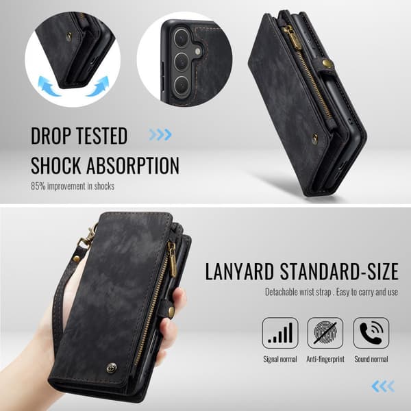 CaseMe Multi-Slot 2 i 1 Plånboksfodral Galaxy S26 Svart