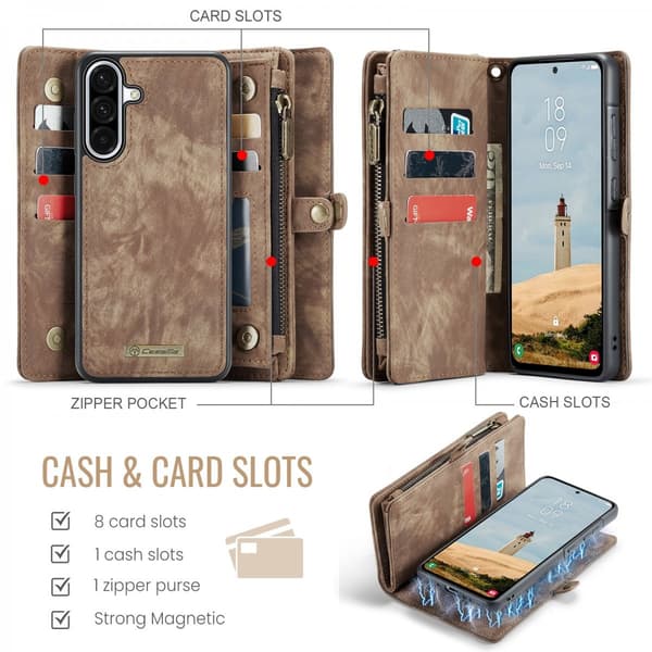 CaseMe Multi-Slot 2 i 1 Plånboksfodral Samsung Galaxy A17 Brun