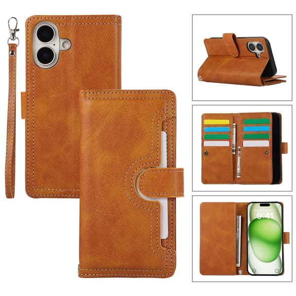 Plånboksfodral Multi-Slot iPhone 17 Cognac