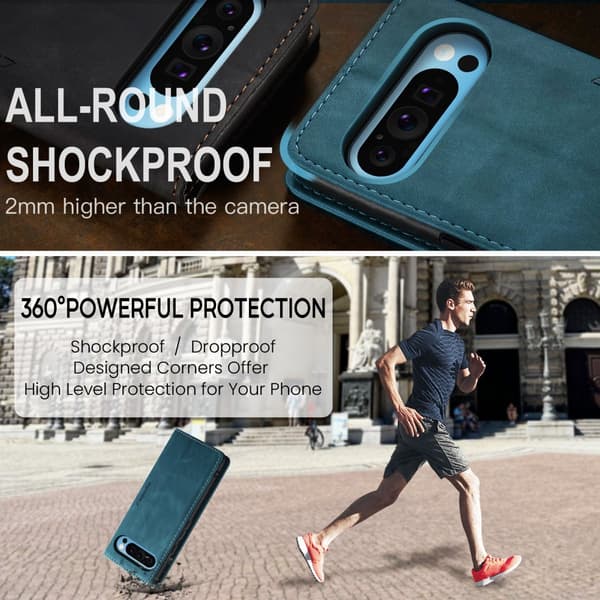 CaseMe Slim Plånboksfodral Google Pixel 10 Pro XL Blå