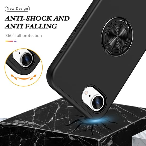 iPhone 16e Skal Med Magnetisk Ringhållare Svart
