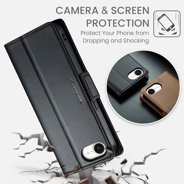 CaseMe Slim Plånboksfodral RFID-skydd iPhone 16e Svart
