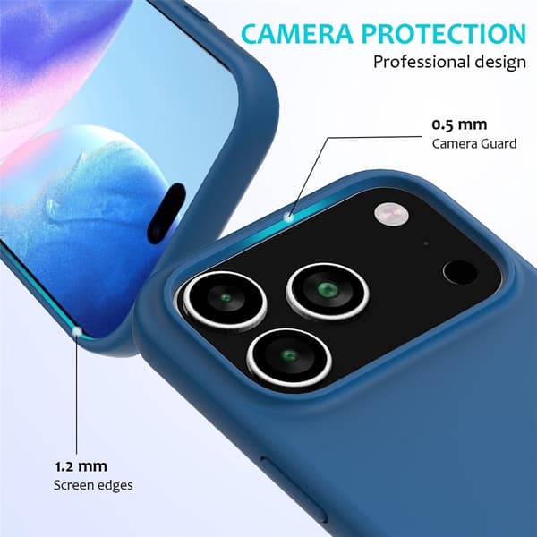 Silikonskal till iPhone 18 Pro Max stöttåligt Blå