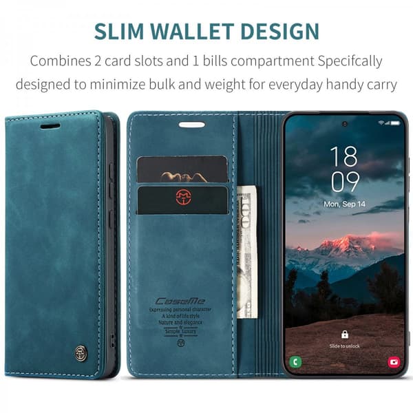 CaseMe Slim Plånboksfodral Samsung Galaxy S26 Blå