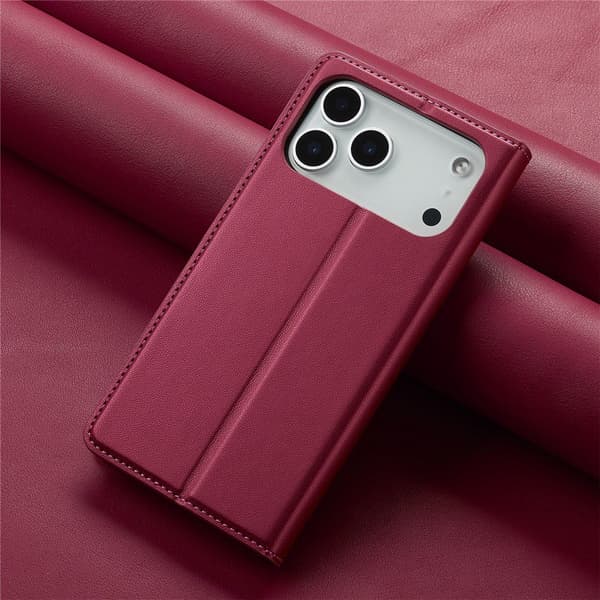 LC.IMEEKE Plånboksfodral till iPhone 18 Pro Max med kortfack och ställ Röd