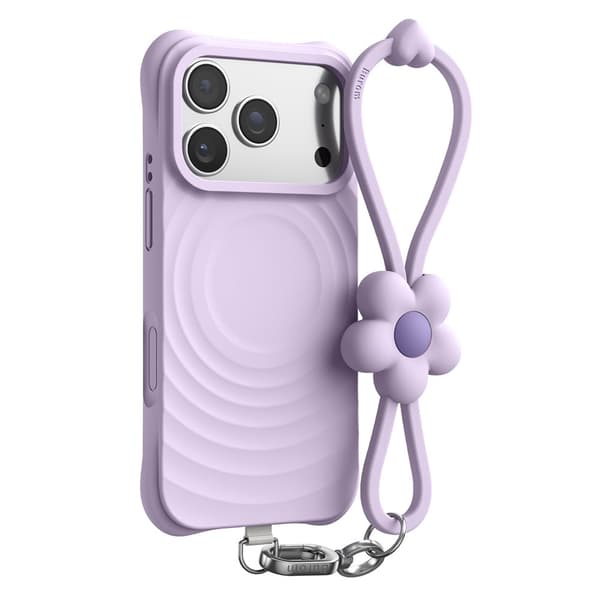 Mobilskal Blommor till iPhone 18 Pro Max MagSafe med rem Lila