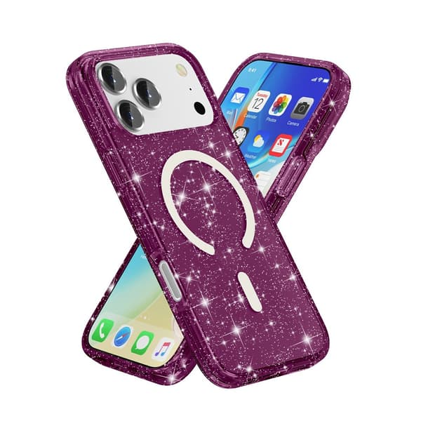 Mobilskal Glitter till iPhone 18 Pro Max MagSafe Röd