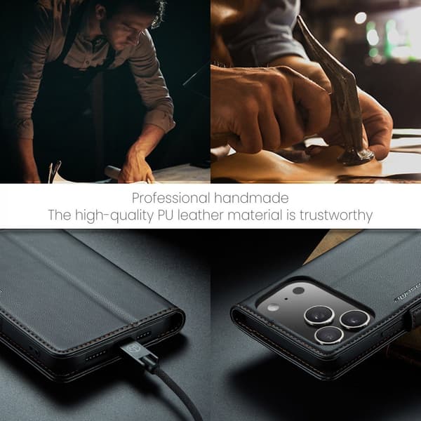 CaseMe Slim Plånboksfodral RFID-skydd iPhone 17 Pro Max Svart