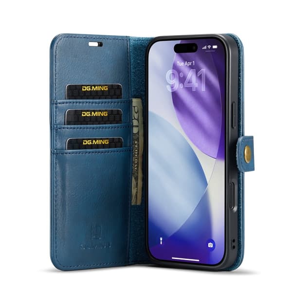 DG.MING 2-in-1 Magnet Wallet iPhone 17 Pro Blue