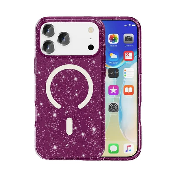 Mobilskal Glitter till iPhone 18 Pro Max MagSafe Röd