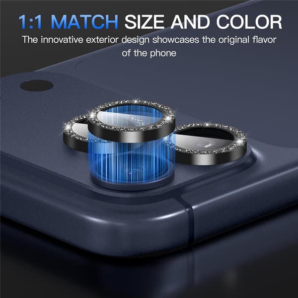 Linsskydd Glitter till iPhone 18 Pro Max Svart