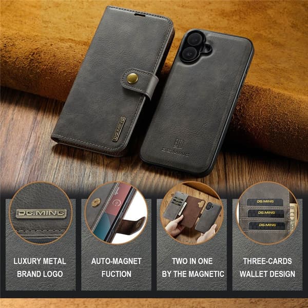 DG.MING 2-in-1 Magnet Wallet iPhone 17 Brown