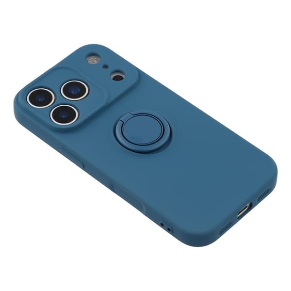 Silikonskal till iPhone 18 Pro Max med ringhållare och rem Midnattsblå
