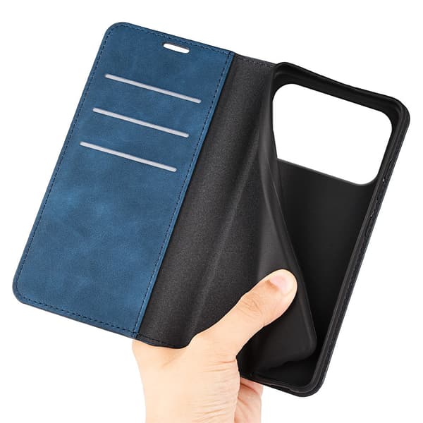 Plånboksfodral Skin-touch till iPhone 18 Pro Max med kortfack Blå