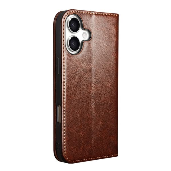 Qialino Leather Wallet Case iPhone 17 Brown