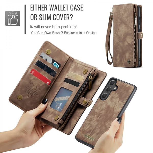 CaseMe Multi-Slot 2 i 1 Plånboksfodral Galaxy S26 Plus Brun