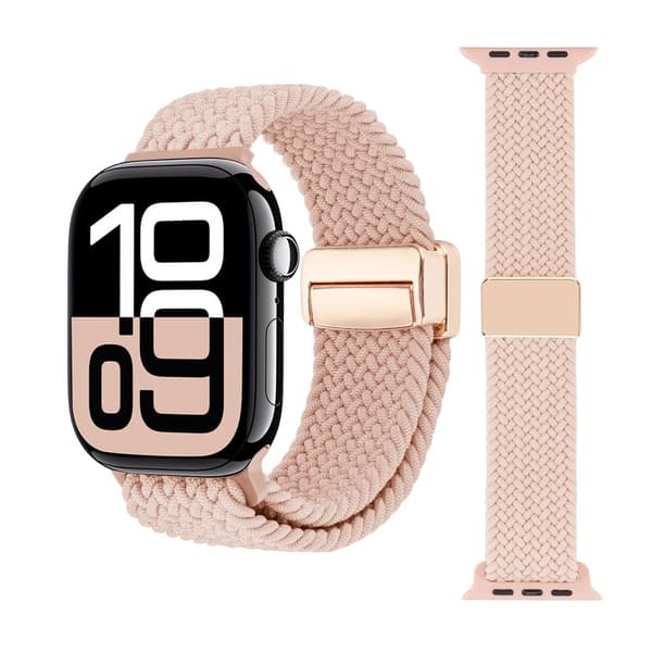 Elastiskt Vävd Nylonarmband Apple Watch Ultra 3 49mm Rosa