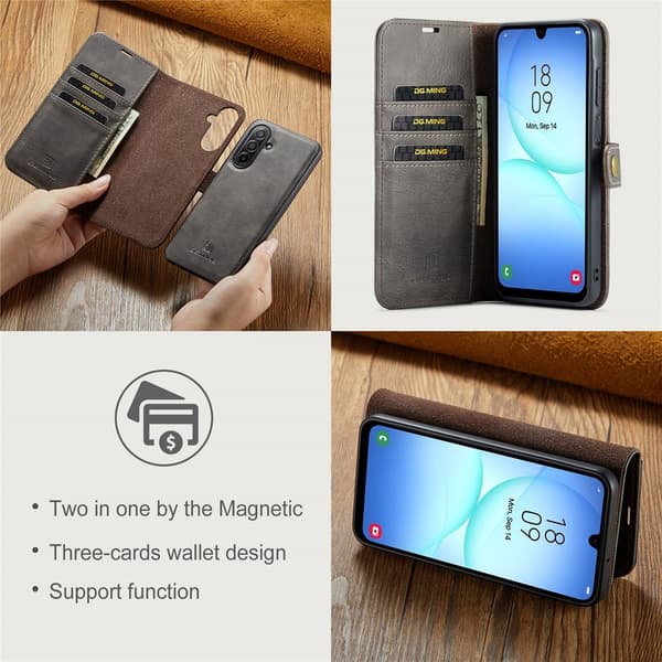 DG.MING 2-in-1 Magnet Wallet Samsung Galaxy A17 Brown