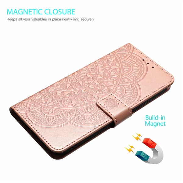 Plånboksfodral Mandala till iPhone 18 Pro med ställ Roséguld