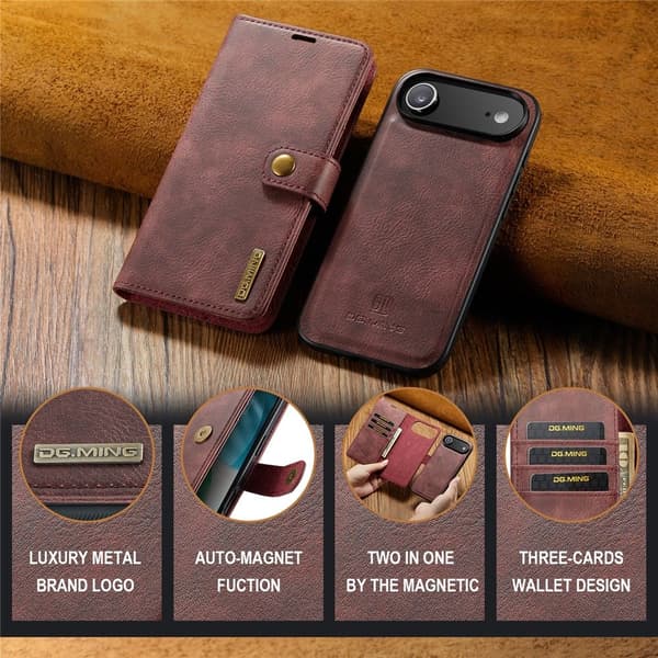 DG.MING 2-in-1 Magnet Wallet iPhone Air Red