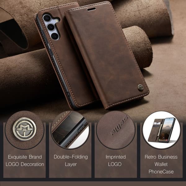 CaseMe Slim Plånboksfodral Samsung Galaxy S25 FE Brun