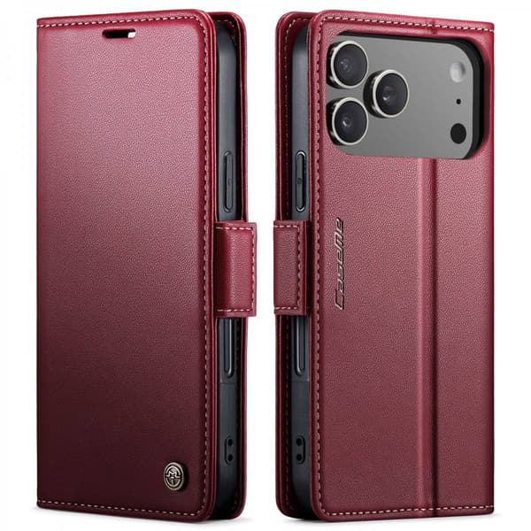 CaseMe Plånboksfodral till iPhone 18 Pro med RFID-skydd, kortfack och ställ Röd