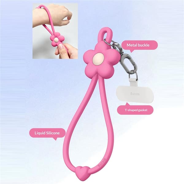 Mobilskal Blommor till iPhone 18 Pro MagSafe med rem Rosa