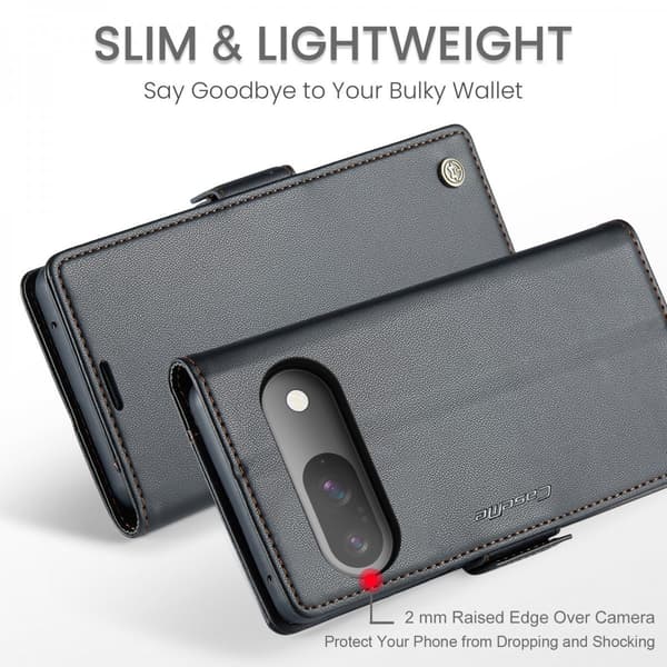 CaseMe Slim Plånboksfodral RFID-skydd Google Pixel 10 Pro Svart