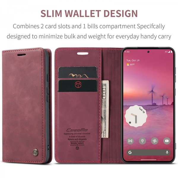 CaseMe Slim Plånboksfodral Google Pixel 10a Röd