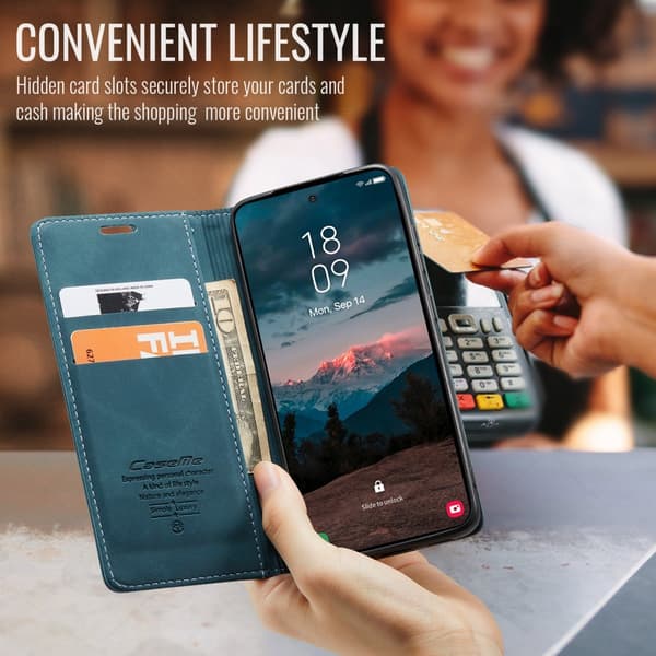 CaseMe Slim Plånboksfodral Samsung Galaxy S26 Plus Blå