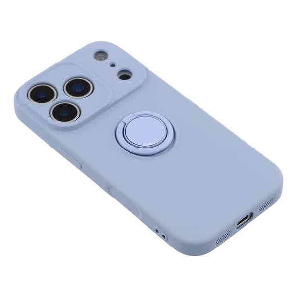 Silikonskal till iPhone 18 Pro Max med ringhållare och rem Ljuslila